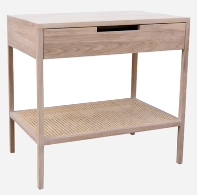 Hudson Pedestal 1 Drawer with Rattan Shelf