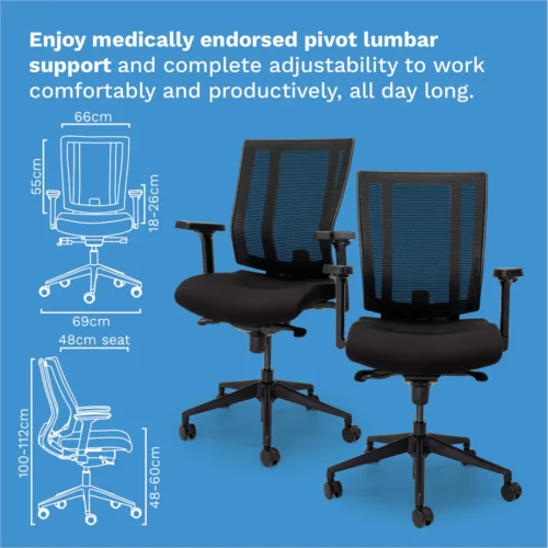NetOne Mid-Back Black Office Chair - Image 3